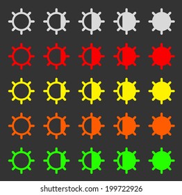 Sun icon sign on  gray (red,yellow,orange,green)