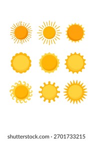 Sun icon sign set collection flat symbol, Vector illustration stock illustration