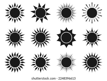 Sun icon, sign set. Summer symbol design. Sunny logo. Vector illustration.