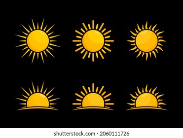 Icono de sol en diseño de silueta, ilustración vectorial, colección de símbolos de Sun