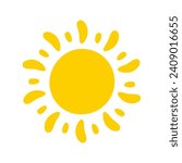 Sun icon. The silhouette of the sun shining brightly on a spring morning