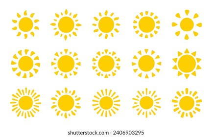 Sun icon. The silhouette of the sun shining brightly on a spring morning