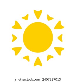Sun icon. The silhouette of the sun shining brightly on a spring morning