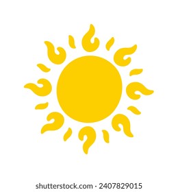 Sun icon. The silhouette of the sun shining brightly on a spring morning