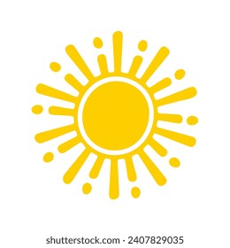 Sun icon. The silhouette of the sun shining brightly on a spring morning