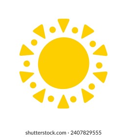 Sun icon. The silhouette of the sun shining brightly on a spring morning