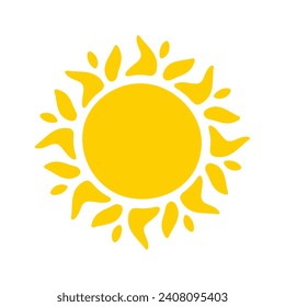 Sun icon. The silhouette of the sun shining brightly on a spring morning