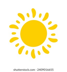 Sun icon. The silhouette of the sun shining brightly on a spring morning