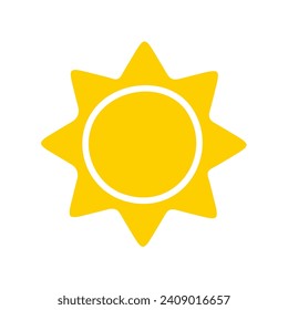 Sun icon. The silhouette of the sun shining brightly on a spring morning
