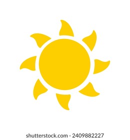 Sun icon. The silhouette of the sun shining brightly on a spring morning