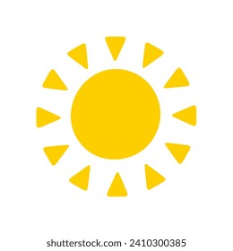 Sun icon. The silhouette of the sun shining brightly on a spring morning