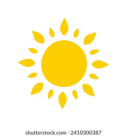 Sun icon. The silhouette of the sun shining brightly on a spring morning