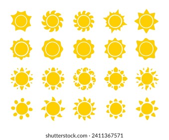 Sun icon. The silhouette of the sun shining brightly on a spring morning