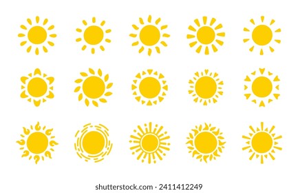 Sun icon. The silhouette of the sun shining brightly on a spring morning