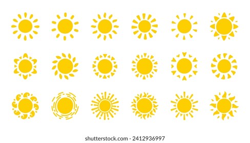 Sun icon. The silhouette of the sun shining brightly on a spring morning