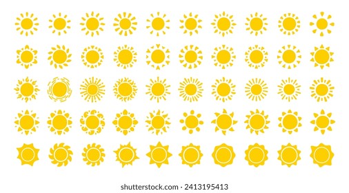 Sun icon. The silhouette of the sun shining brightly on a spring morning