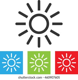 Sun icon. Simple sun abstract logo on white background. Flat vector illustration.