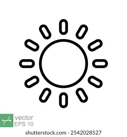 Sun icon. Simple flat style. Nature logo, contemporary, sunset, summer concept. Vector illustration isolated on white background. EPS 10.