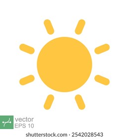 Ícone do Sol. Estilo plano simples. Logotipo da natureza, contemporâneo, pôr do sol, conceito de verão. Ilustração vetorial isolada sobre fundo branco. EPS 10.