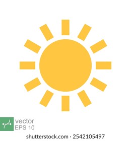 Sun icon. Simple flat style. Nature logo, contemporary, sunset, summer concept. Vector illustration isolated on white background. EPS 10.