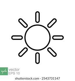 Sun icon. Simple flat style. Nature logo, contemporary, sunset, summer concept. Vector illustration isolated on white background. EPS 10.
