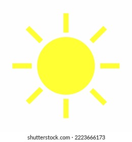 Sun icon with simple and minimalist design in yellow color. Can be used for design or illustration.