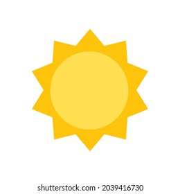 Sun. Icon for the site, weather, meteorology, weather forecasts. Icon denoting the sun, with ten triangular rays. Vector flat illustration, cartoon style.
