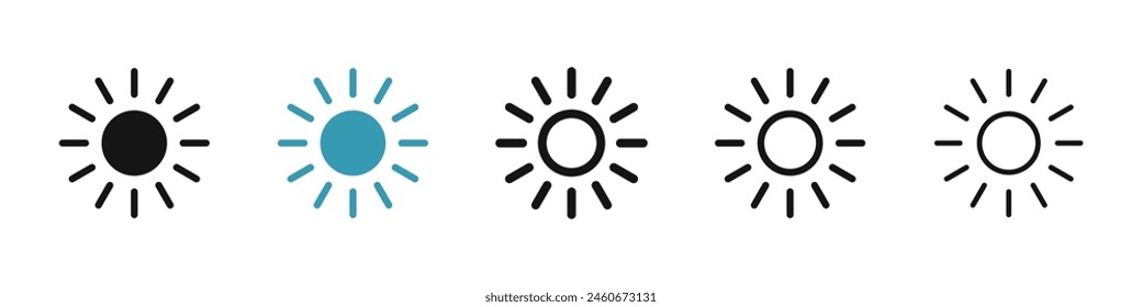 Sun icon suite. Summer sun icon, bright for sunny UI designs.