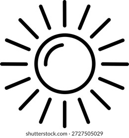 Sun icon for summer weather forecast and solar energy concept