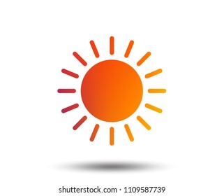 Sun icon. Sunlight summer symbol. Hot weather sign. Blurred gradient design element. Vivid graphic flat icon. Vector