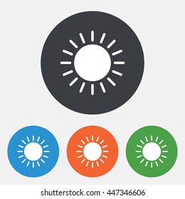 Sun icon. Sunlight summer symbol. Hot weather sign. Round circle buttons. Vector