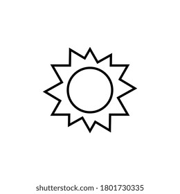 Sun icon. sunny clear day symbol in simple flat design. weather forecast sign.