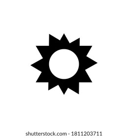 Sun icon. Sunny clear day symbol in simple flat design. Black forecast sign.