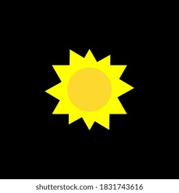 Sun icon. Sunny clear day symbol in simple flat design. Yellow forecast sign.