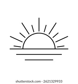 Sun icon. Sunny rays vector set. Sunlight simple line sign isolated on white background. Sun linear icons.