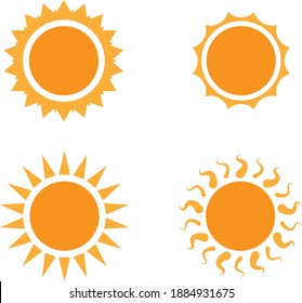 Sun icon - Sunny icon vector in outline flat color icon set style.