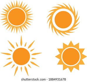Sun icon - Sunny icon vector in outline flat color icon set style.