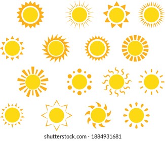 Sun icon - Sunny icon vector in outline flat color icon set style.