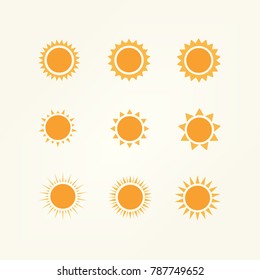 Sun icon - Sunny icon vector in outline flat color icon set style. Vector illustration.