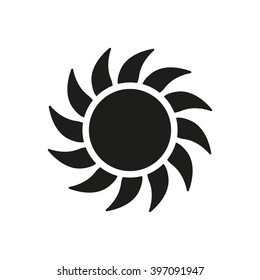 The sun icon. Sunrise and sunshine, weather symbol. UI. Web. Logo. Sign. Flat design. App. Stock vector