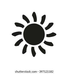The sun icon. Sunrise and sunshine, weather symbol. UI. Web. Logo. Sign. Flat design. App. Stock vector