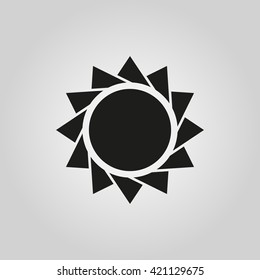 The sun icon. Sunrise and sunshine, weather symbol. UI. Web. Logo. Sign. Flat design. App. Stock vector