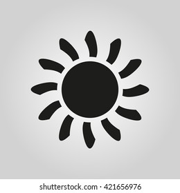 The sun icon. Sunrise and sunshine, weather symbol. UI. Web. Logo. Sign. Flat design. App. Stock vector