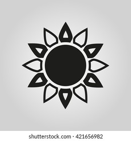 The sun icon. Sunrise and sunshine, weather symbol. UI. Web. Logo. Sign. Flat design. App. Stock vector