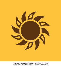 The sun icon. Sunrise and sunshine, weather, sun symbol. UI. Web. Logo. Sign. Flat design. App. Stock vector