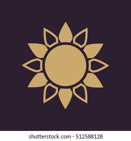 The sun icon. Sunrise and sunshine, weather, sun symbol. UI. Web. Logo. Sign Flat design App Stock vector