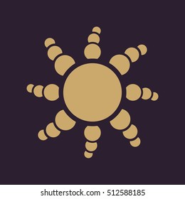 The sun icon. Sunrise and sunshine, weather, sun symbol. UI. Web. Logo. Sign Flat design App Stock vector