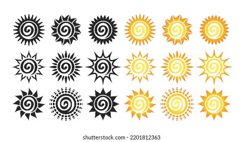 Sun icon of suns clipart collection set, transparency PNG isolated on white background.