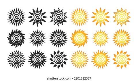 Sun icon of suns clipart collection set, transparency PNG isolated on white background.