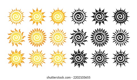 Sun icon of suns clipart collection set, transparency PNG isolated on white background.